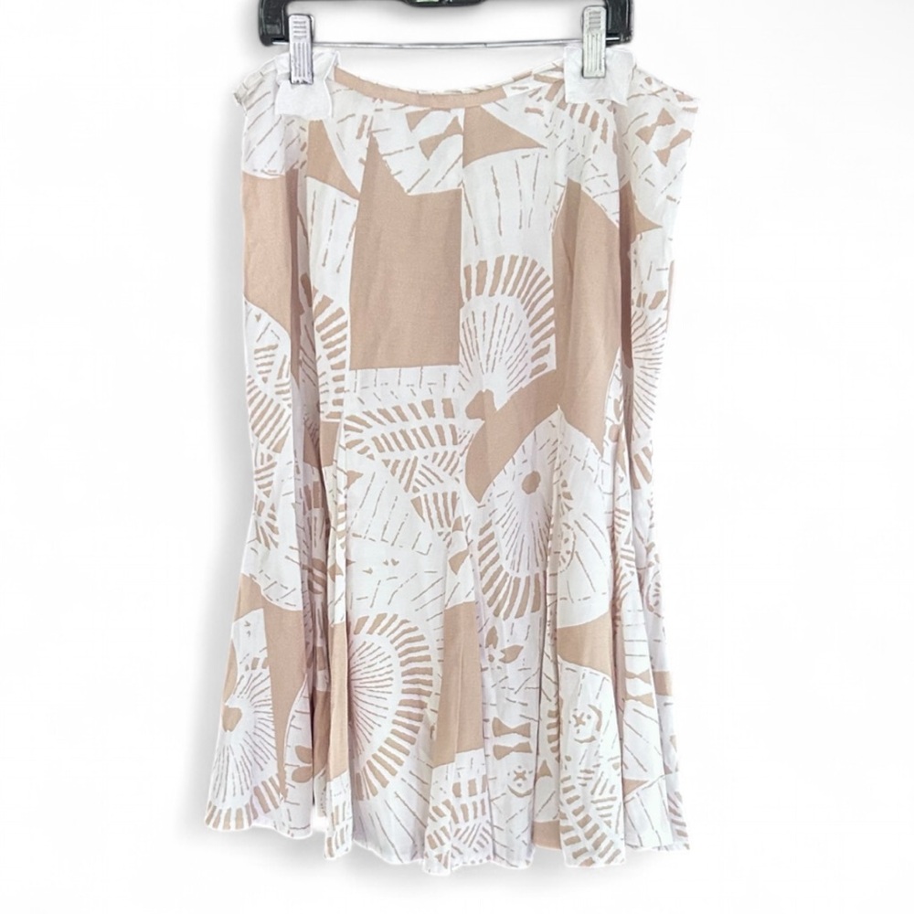 Kasper Beige and White A-Line Skirt